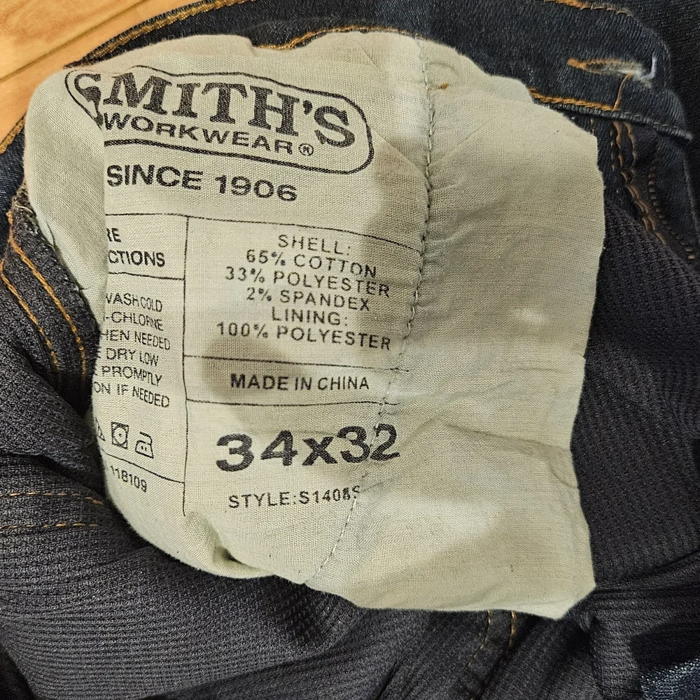 Smiths Workwear Mens Straight Leg Carpenter Jean Thermal Lining 34 x 32
